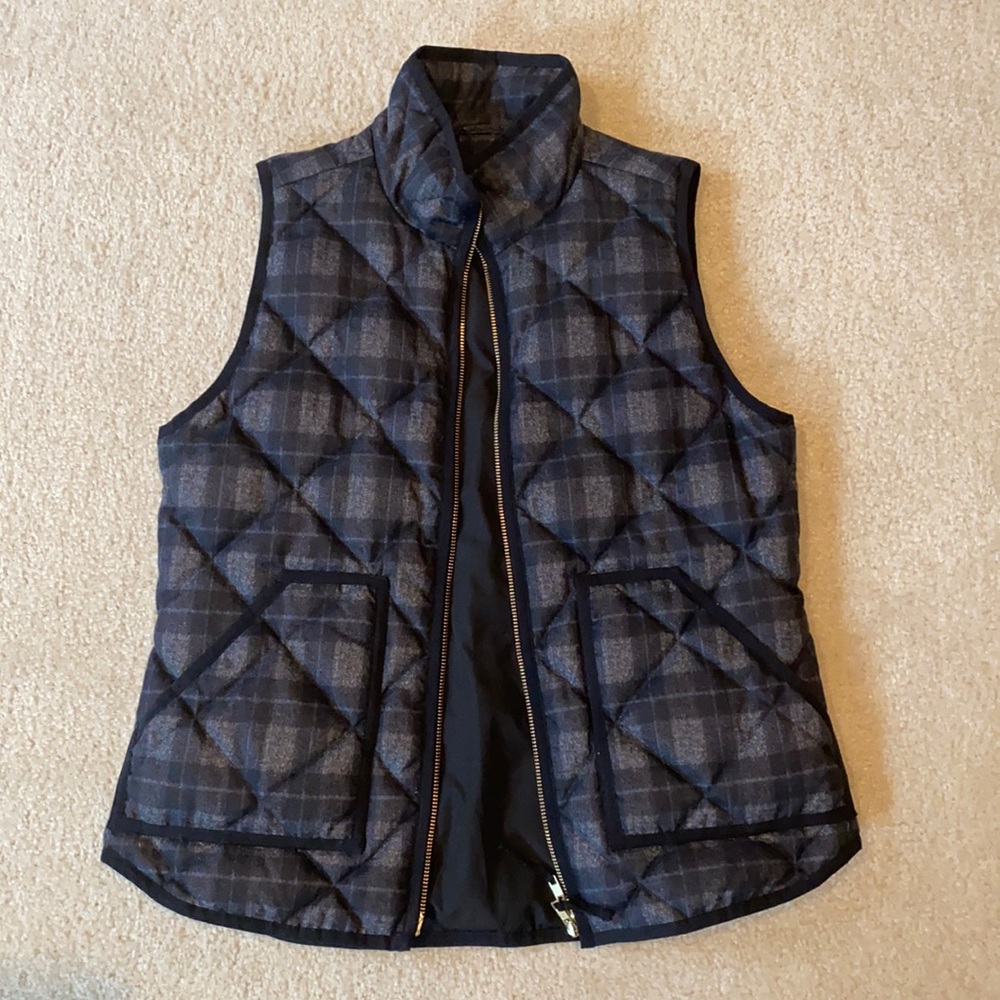 J. Crew Womens Vest, Small, Plaid Quilted Black